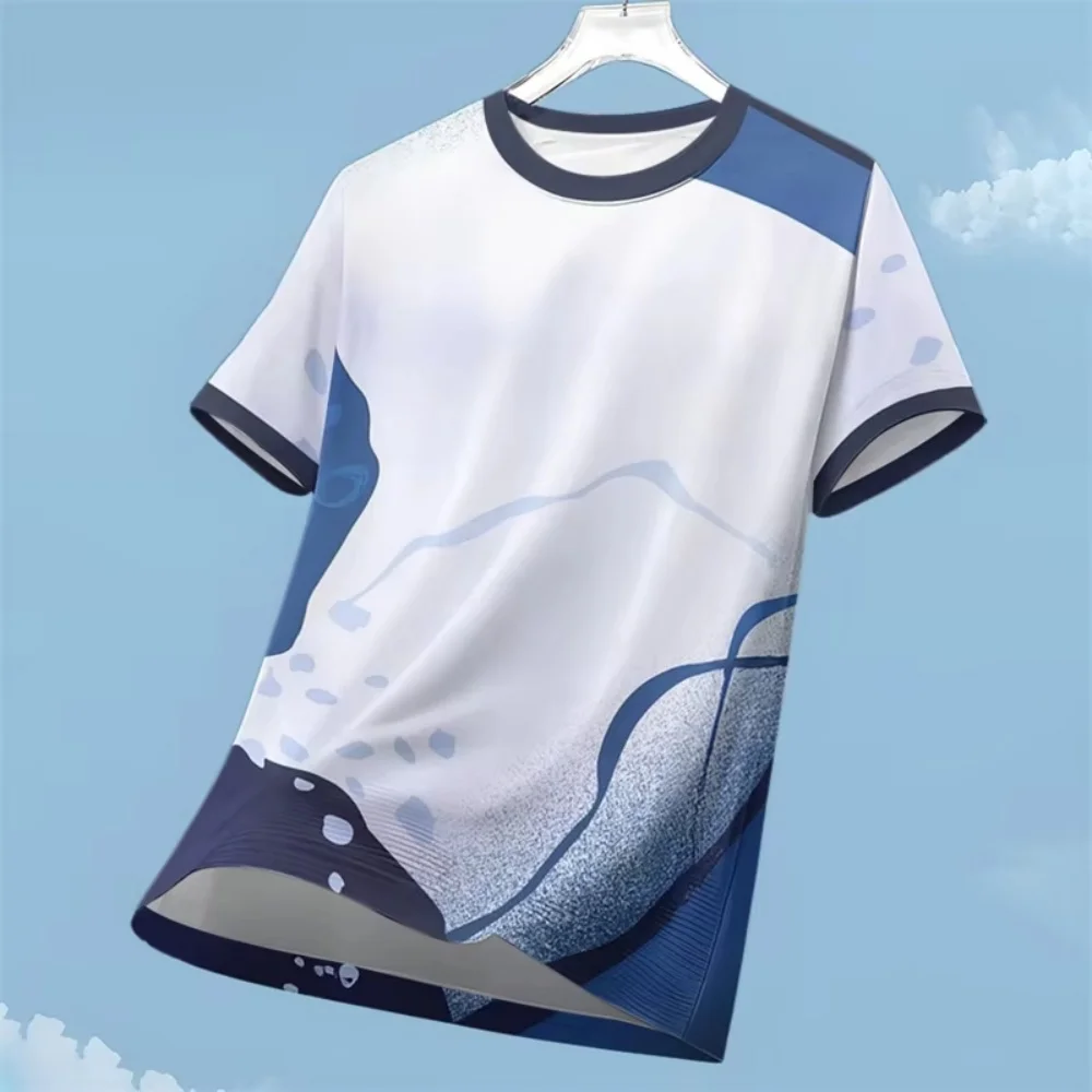 

Простая модная спортивная футболка для бега, летняя повседневная футболка для фитнеса на открытом воздухе с коротким рукавом, 3D-принтом, свободного кроя, оверсайз