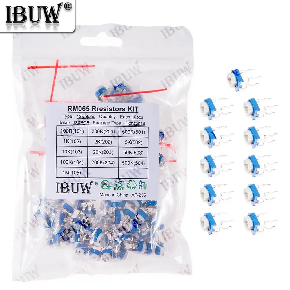 

130PCS 13Values RM065 Resistors Kit (100R-1MΩ) Horizontal for DIY Electronic Circuit kit 100R 1MΩ