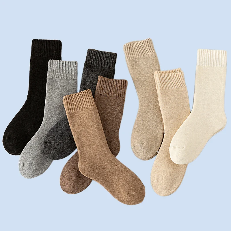 Meias Terry Respiráveis para Mulheres, Meias de Cashmere, Veludo Grosso, Quente, Outono e Inverno, 5 Pares, 10 Pares