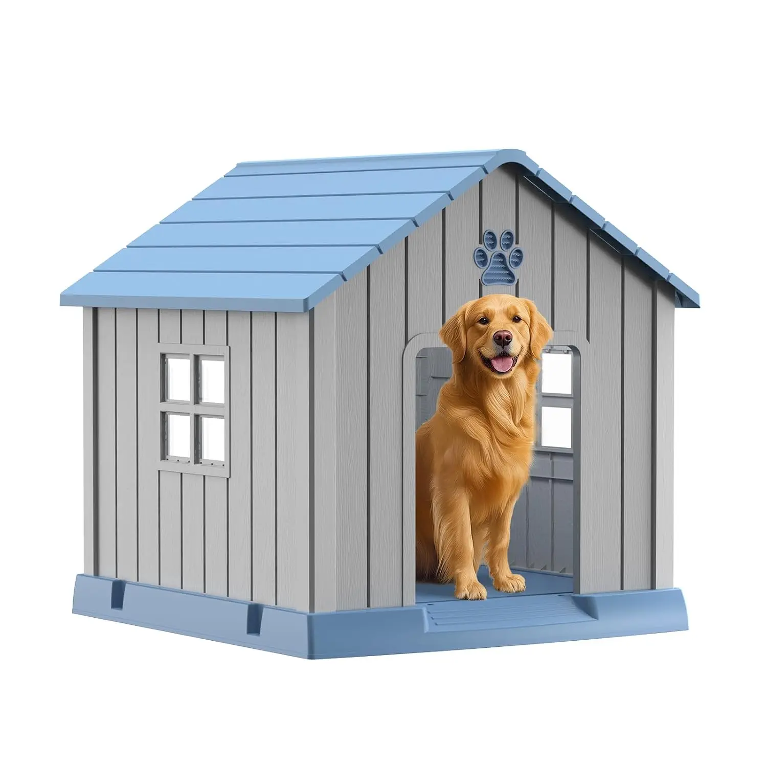 38 Inch Dog House Indoor Outdoor Kennel for Small Medium Large Dogs Weather Water Resistant Air Vents Elevated Floor, Customized