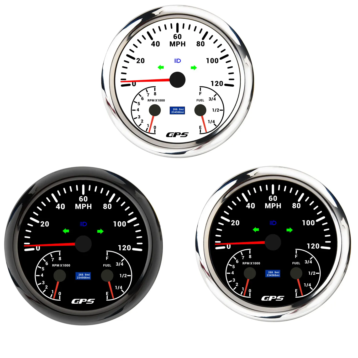 

﻿ Датчик 110 мм 3 в 1 с 7-цветной подсветкой GPS-спидометр 120 МГц Тахометр Датчик уровня топлива Водонепроницаемый указатель для 24