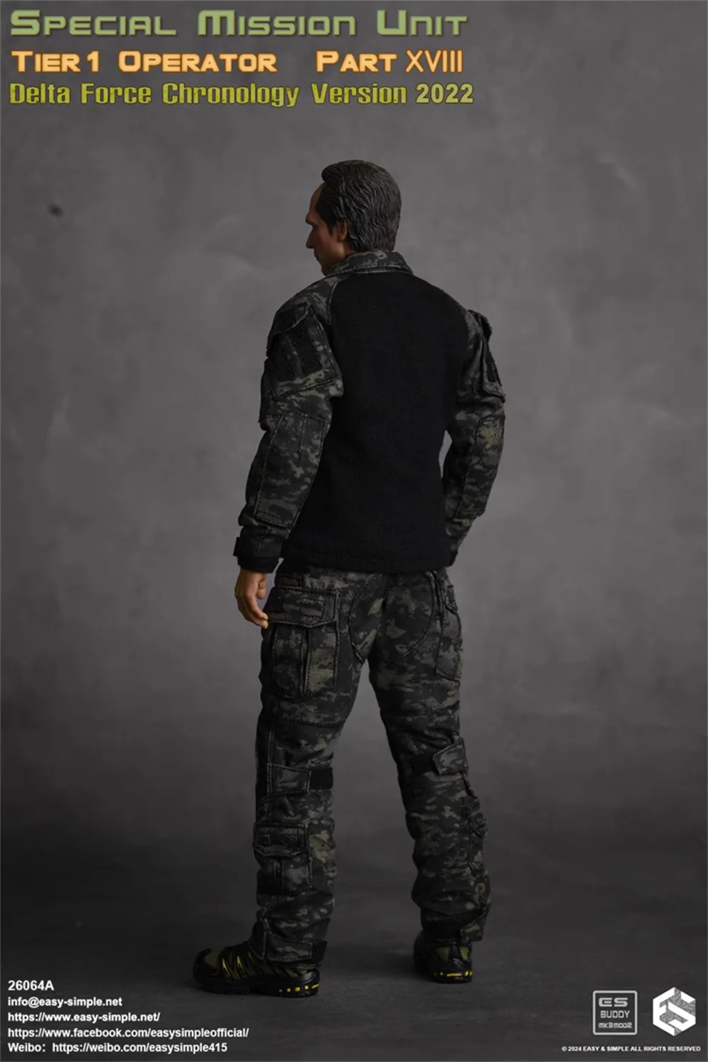 

1/6 Easy&Simple ES 26064A Special Mission Unit Operation Soldier Black Dress Uniform Coat Pant Waist Belt For 12" COO Action DIY