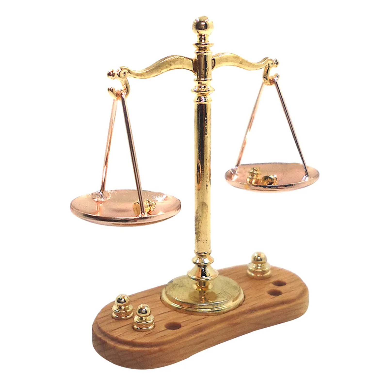 

1Set Mini Weigh Scale Wooden Metal Kitchen Accessory Miniature Scene Simulation House Decoration Kids Play Scale Ornament