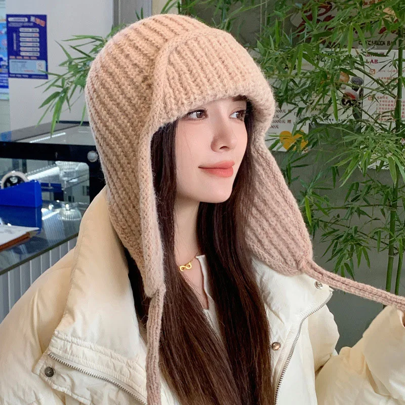 RICYGVM Japanese Ear Protection Knit Hat Winter Warm Cold Proof