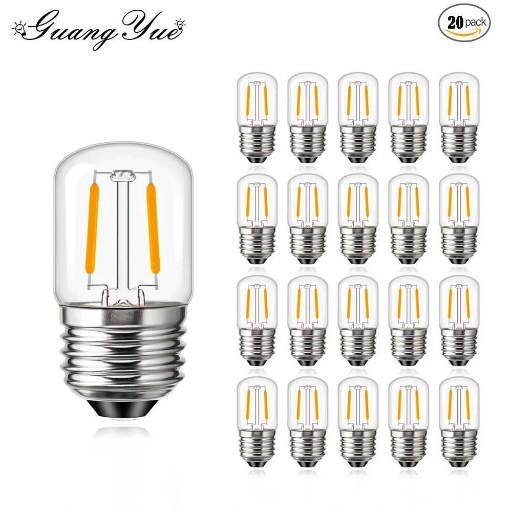 Retro LED Bulb Mini Night Light Dimmable Tubular Bulb 1W E27 220V E26 110V 2700K For Table Lamp And Wall Illuminant Replacement