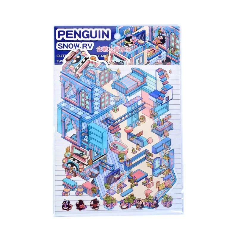 Luxe Bus Mini Landschap Decals Leuke Dieren Scrapbooking Stickers DIY Cartoon Pinguïn Hond Decor Ontspannende Klassieke Speelgoed Sticker