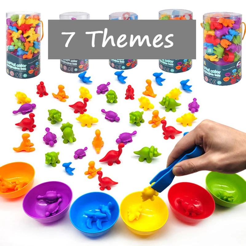 Montessori Tęcza Liczenie Zabawki Matematyczne Zwierzęta Sortowanie Kolorów Gra Dopasowująca Edukacja Dzieci Zabawka Sensoryczna Trening Motoryki Małej Prezent