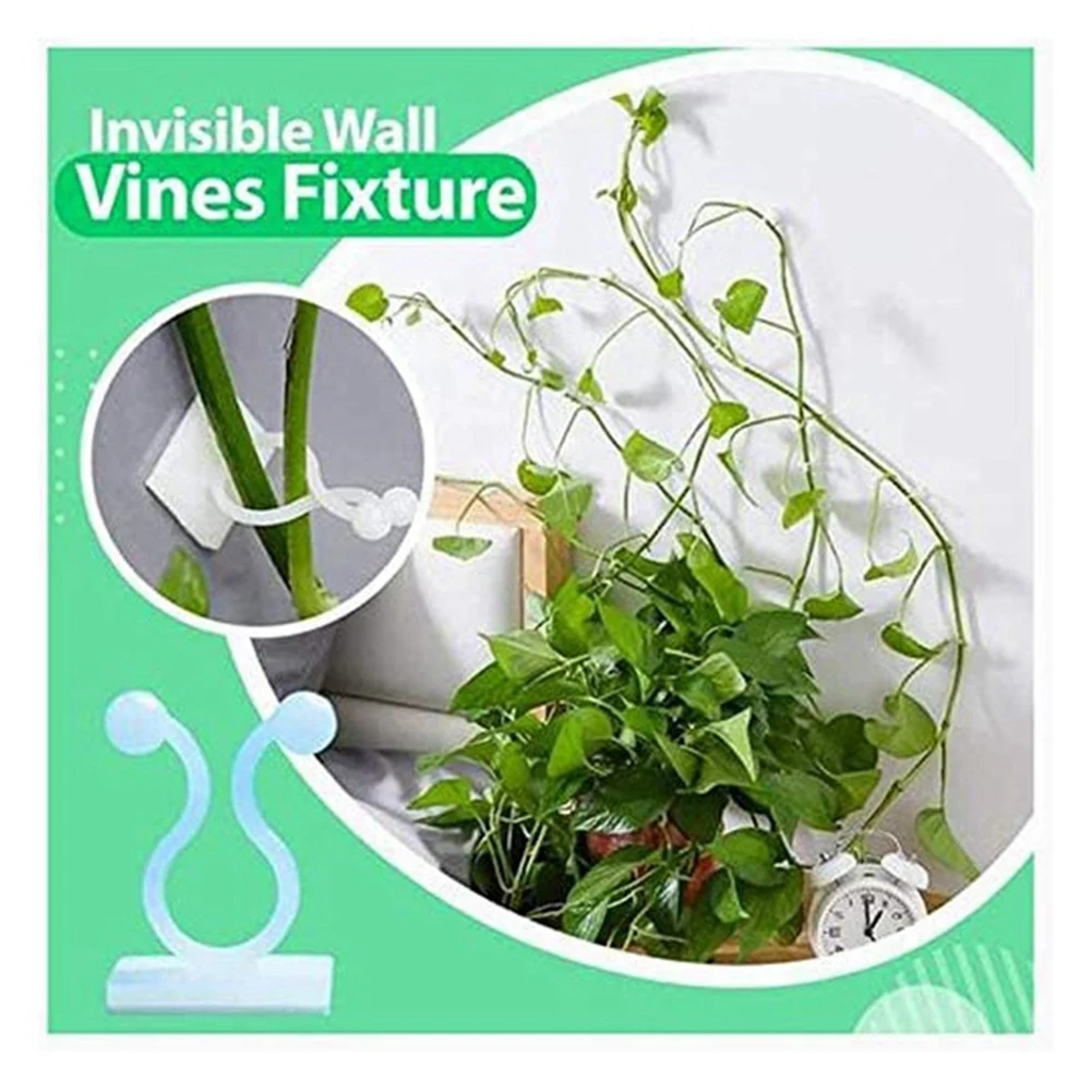 A1316Z~50PCS Wall Vines Fixture , Plant Climbing Wall Fixture Clips, for Home Garden Wall Sticky Hook Middle