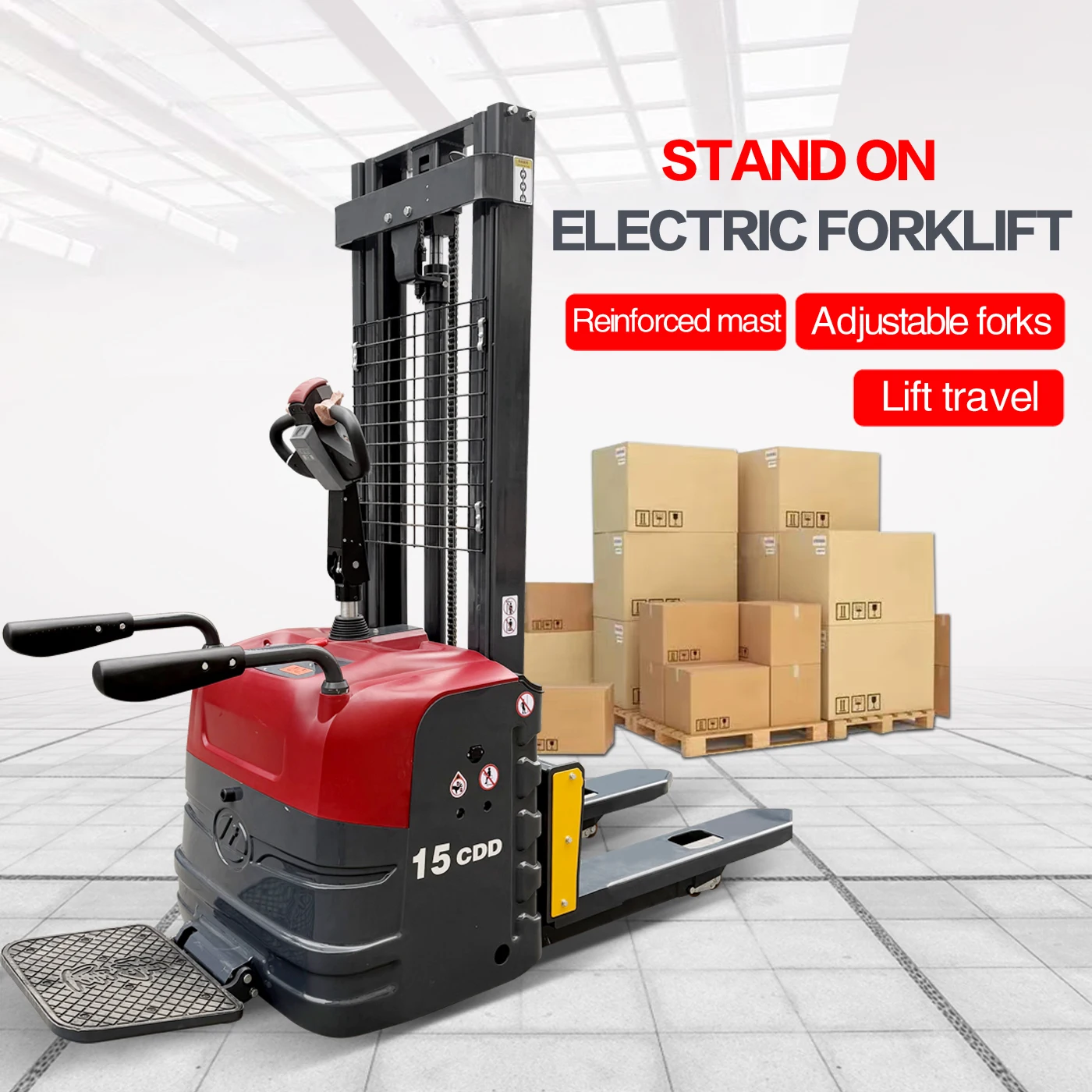 

# New High Quality 1.5-3 Ton AWD Lead-Acid Battery-Powered Fully Electric Pallet Stacker Forklift Hot Sale