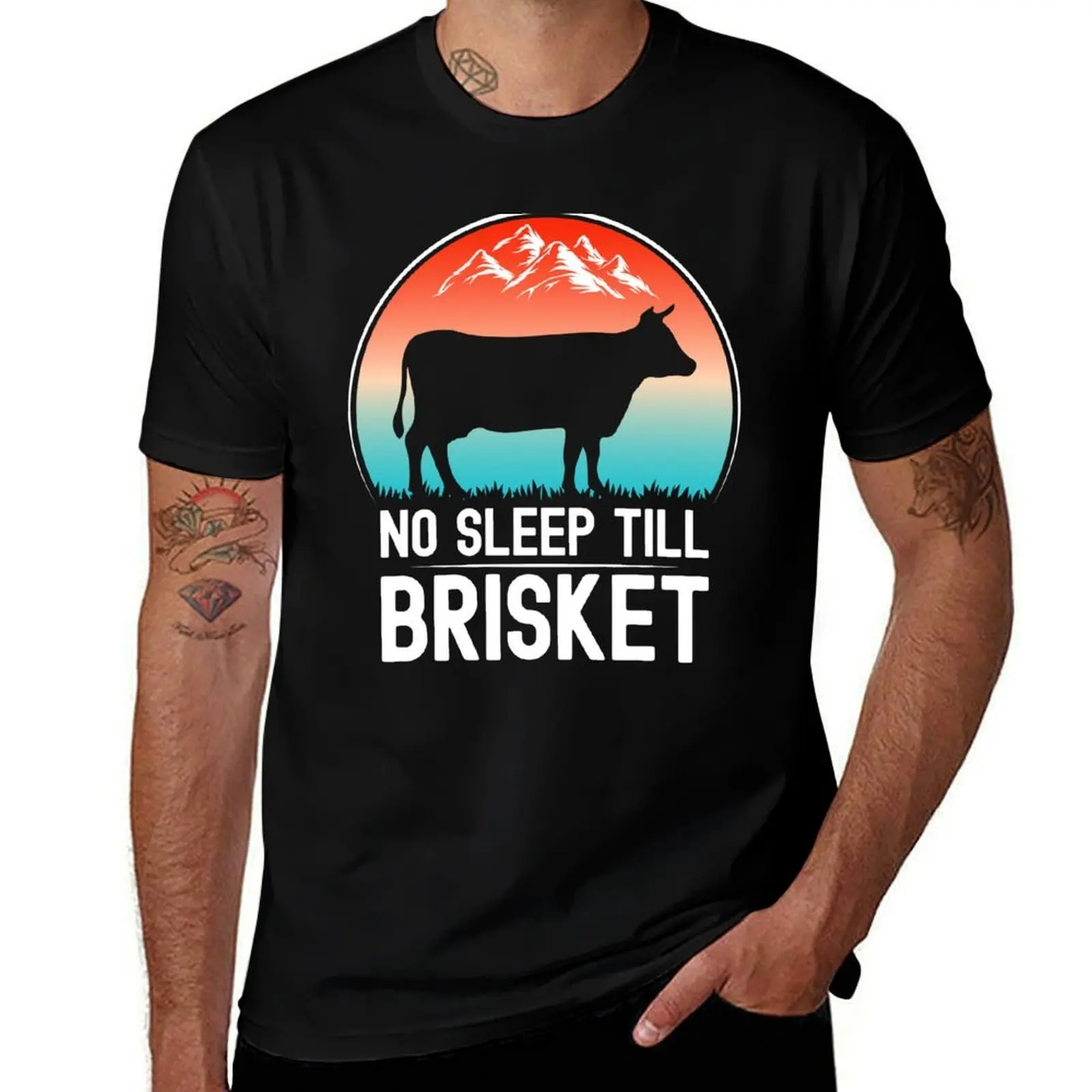 

No Sleep Till Brisket Забавная футболка для барбекю Lover Smoker Grilling Мужская футболка модные рубашки Блузка мужская футболка с графикой