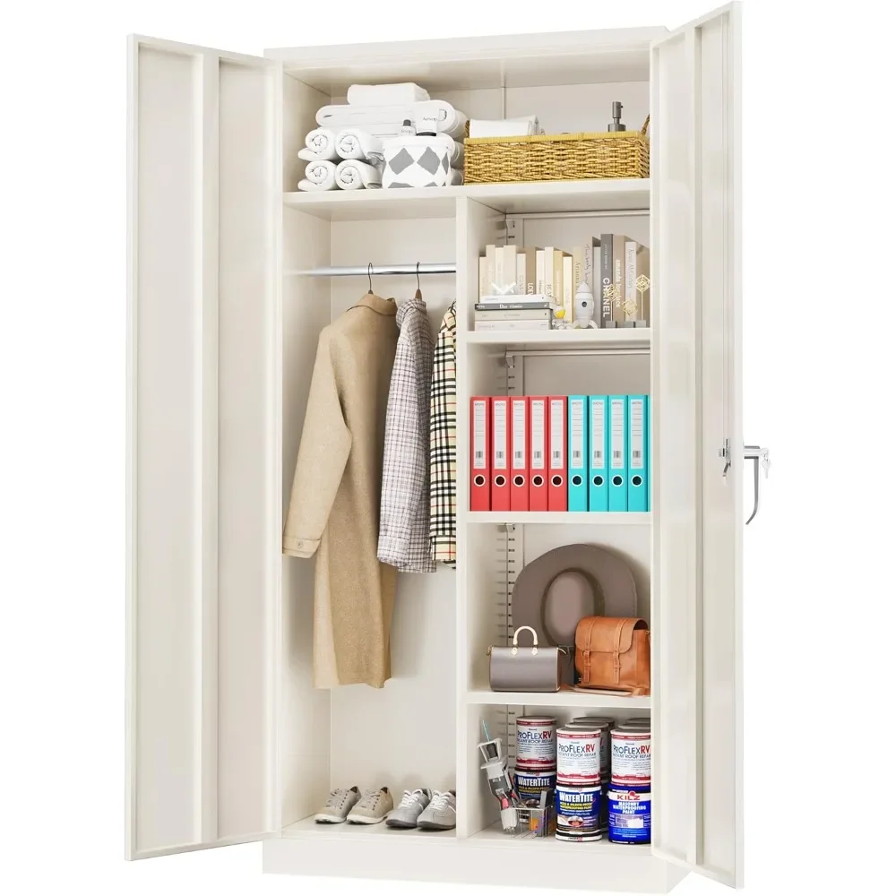 Steel Wardrobe  Metal Storage Cabinet with Lock Door,72