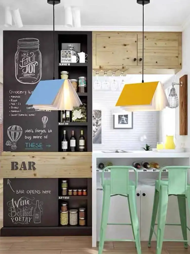 مطعم بار بسيط وحديث لرياض الأطفال الحرم الجامعي الإبداعي شخصية على شكل كتاب غرفة نوم فنية بجانب السرير مصباح معلق صغير #4