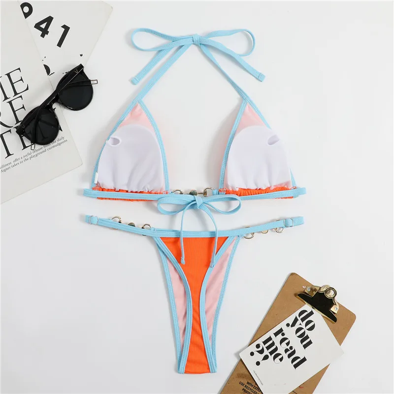 Micro Bikini Thong Swimwear Women 2023 New Bathing Suit Neon Color Brazilian Swimsuit Biquinis Mini Bikini Set Push Up Swim Wear