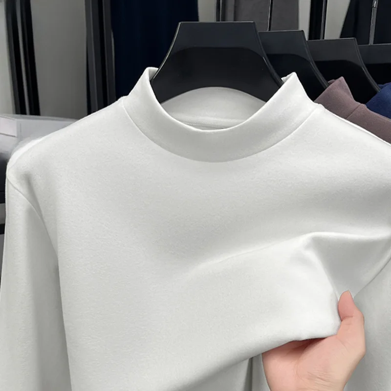 

Теплый двусторонний немецкий бархатный длинный свек с высоким воротником, мужская базовая модная толстовка, повседневный вязаный свитер