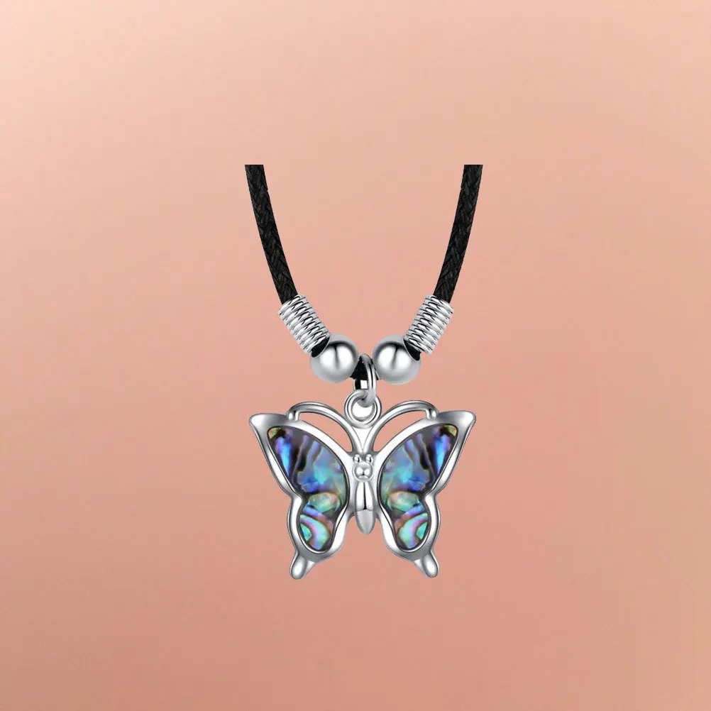 

Abalone Shell Pendant Necklace For Women Girls Alloy Cord Jewelry Colorful Fashion Party Gift Decor