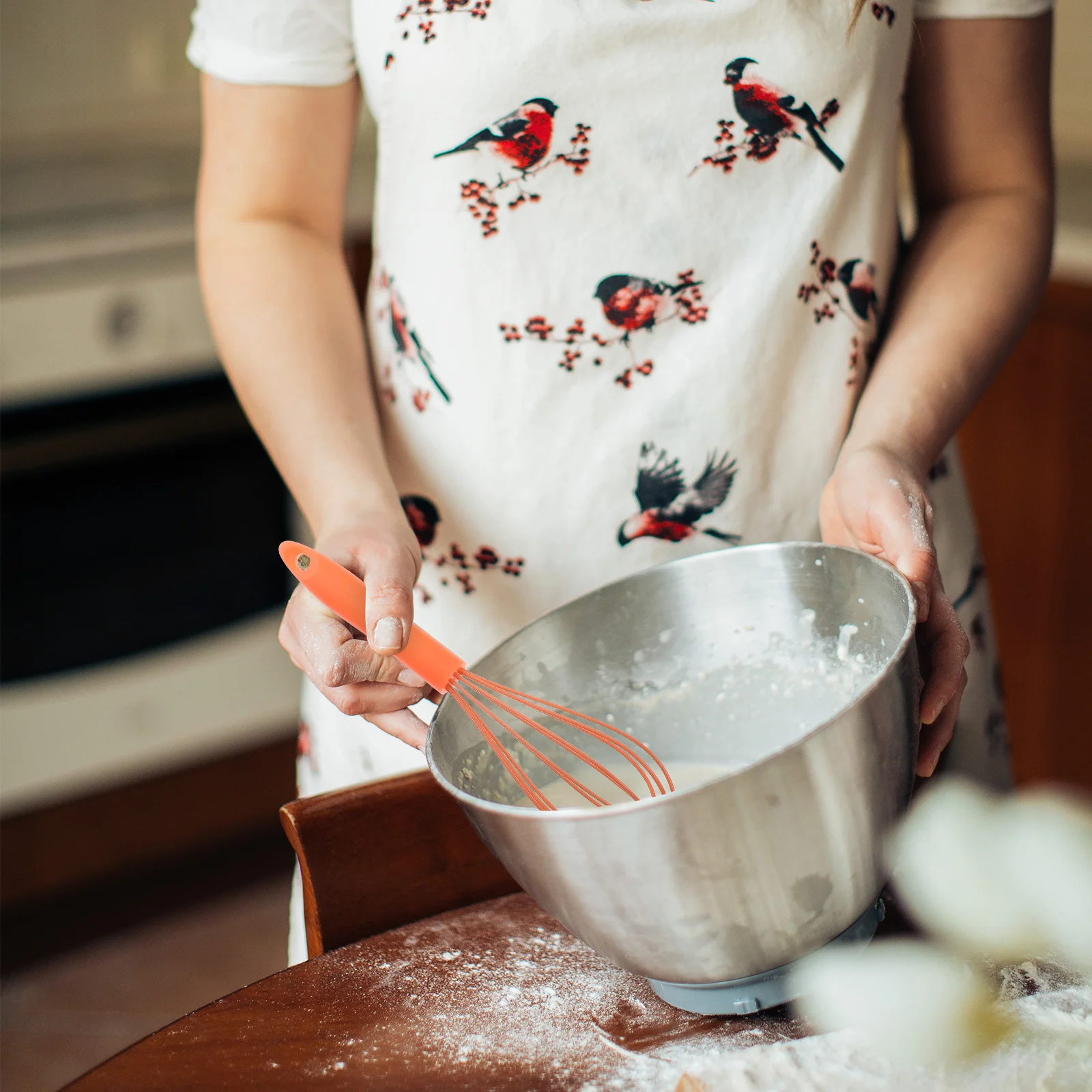 

10 Inches Ergonomic Nonstick Silicone Whisk Egg Beater Mixer Stirring Tool for Baking Cooking Random Color Egg