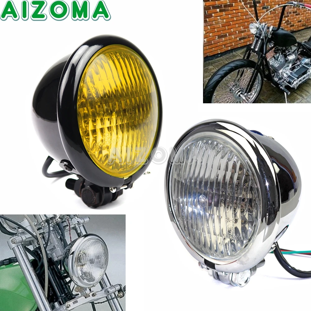 

Универсальная 12 В H4 Cafe Racer фара 4,5 дюйма мотоциклетная винтажная фара Hi/Lo передняя ретро-свет для Chopper Bobber на заказ