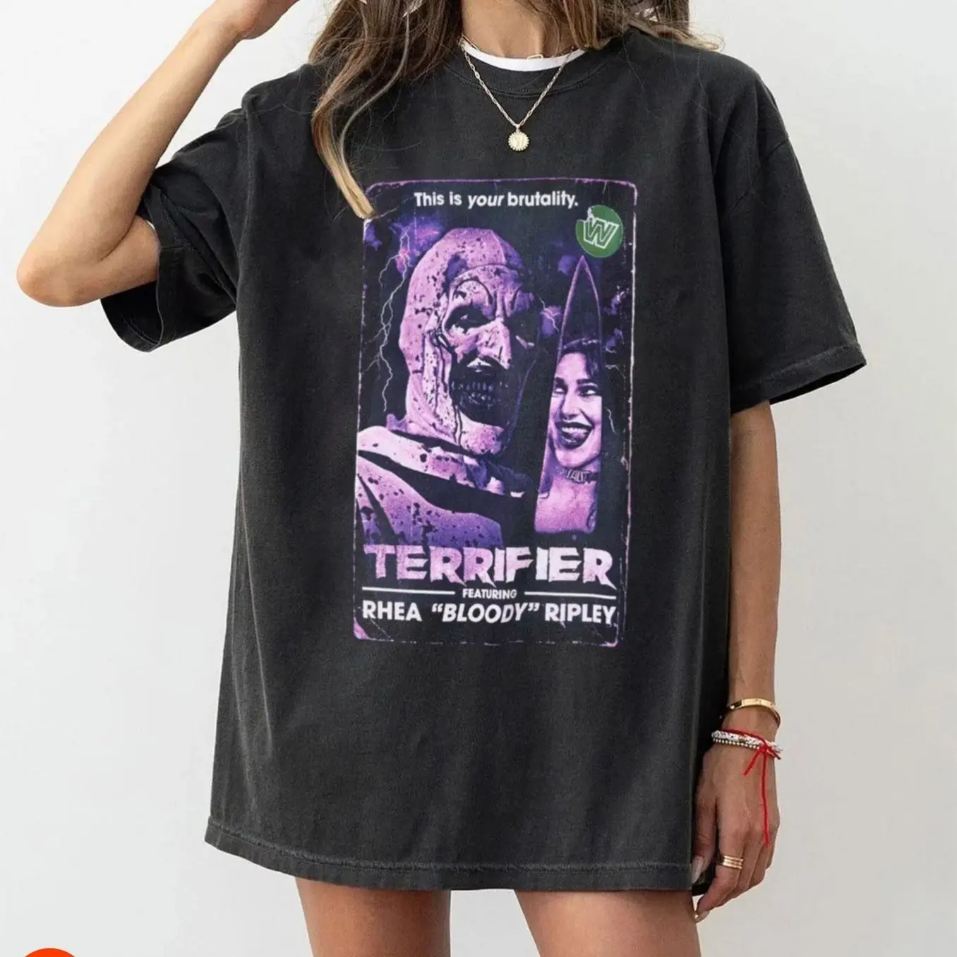 

Horror Movie Short Sleeved T-shirt 100% Black Wrestling and Horror Pattern Halloween Costume Party and Daily Outfit
