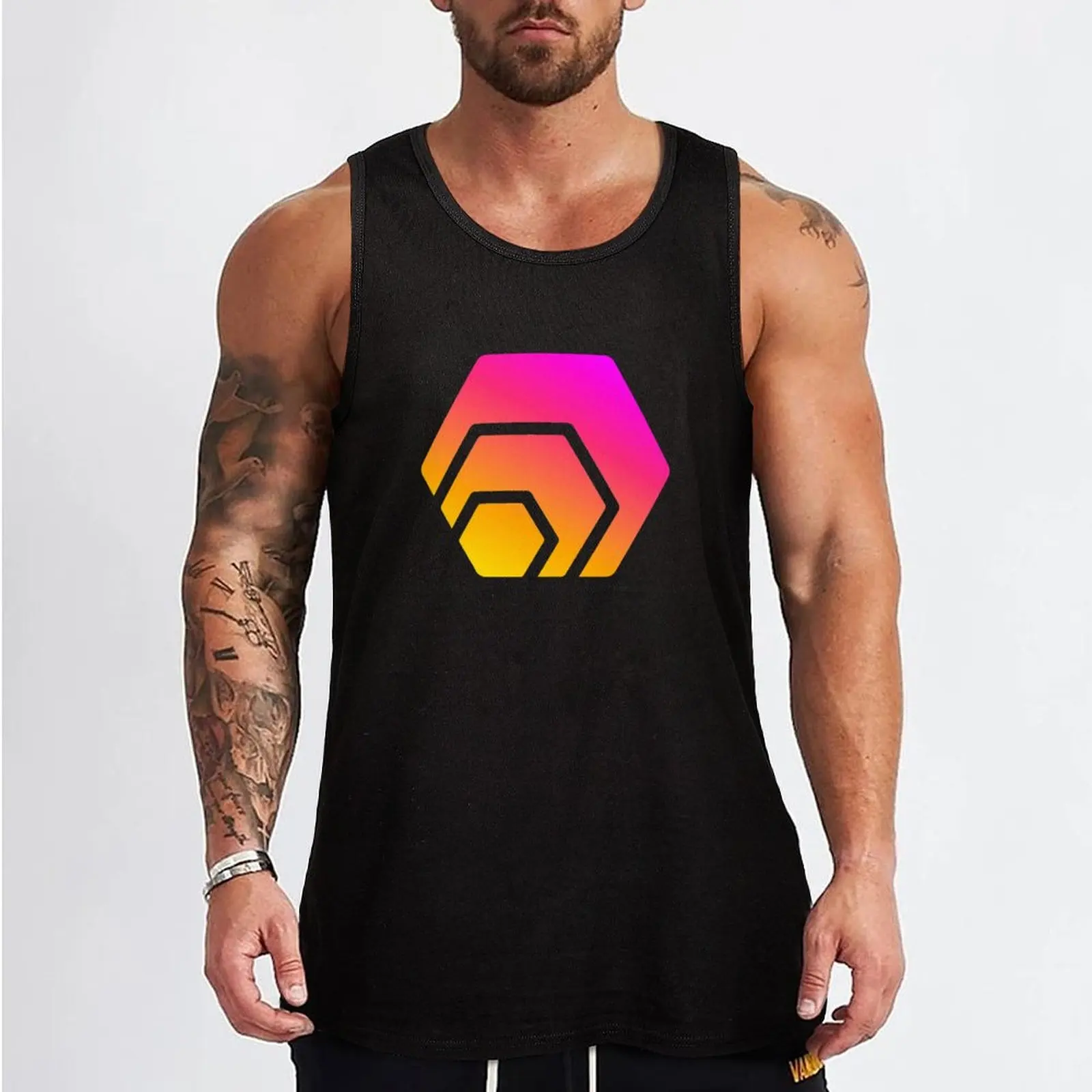 HEX Crypto Hexagon Logo Tank Top gym wear men Men gym sportswear