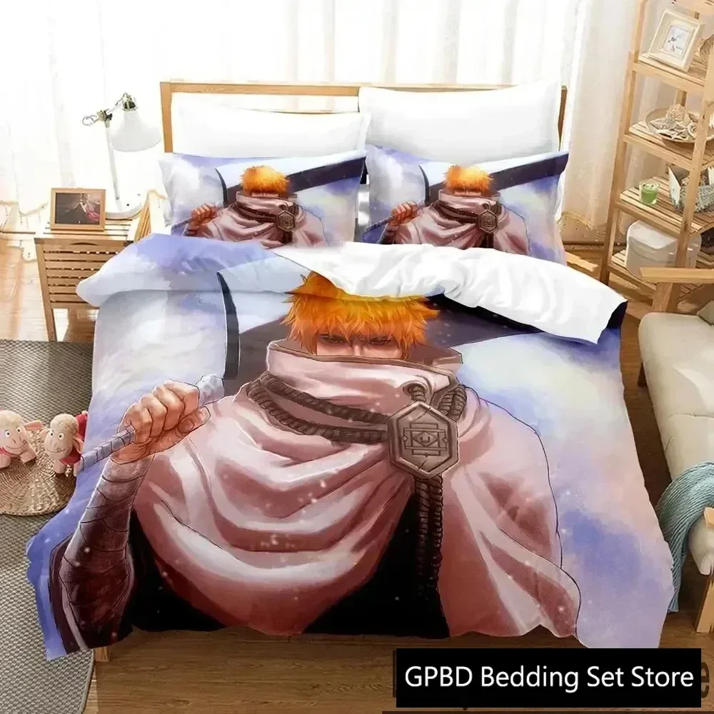 

Anime Bleach Kurosaki Ichigo Bedding Set Duvet Cover Bed Set Quilt Cover Pillowcase Comforter king Queen Size Boys Adult Bedding