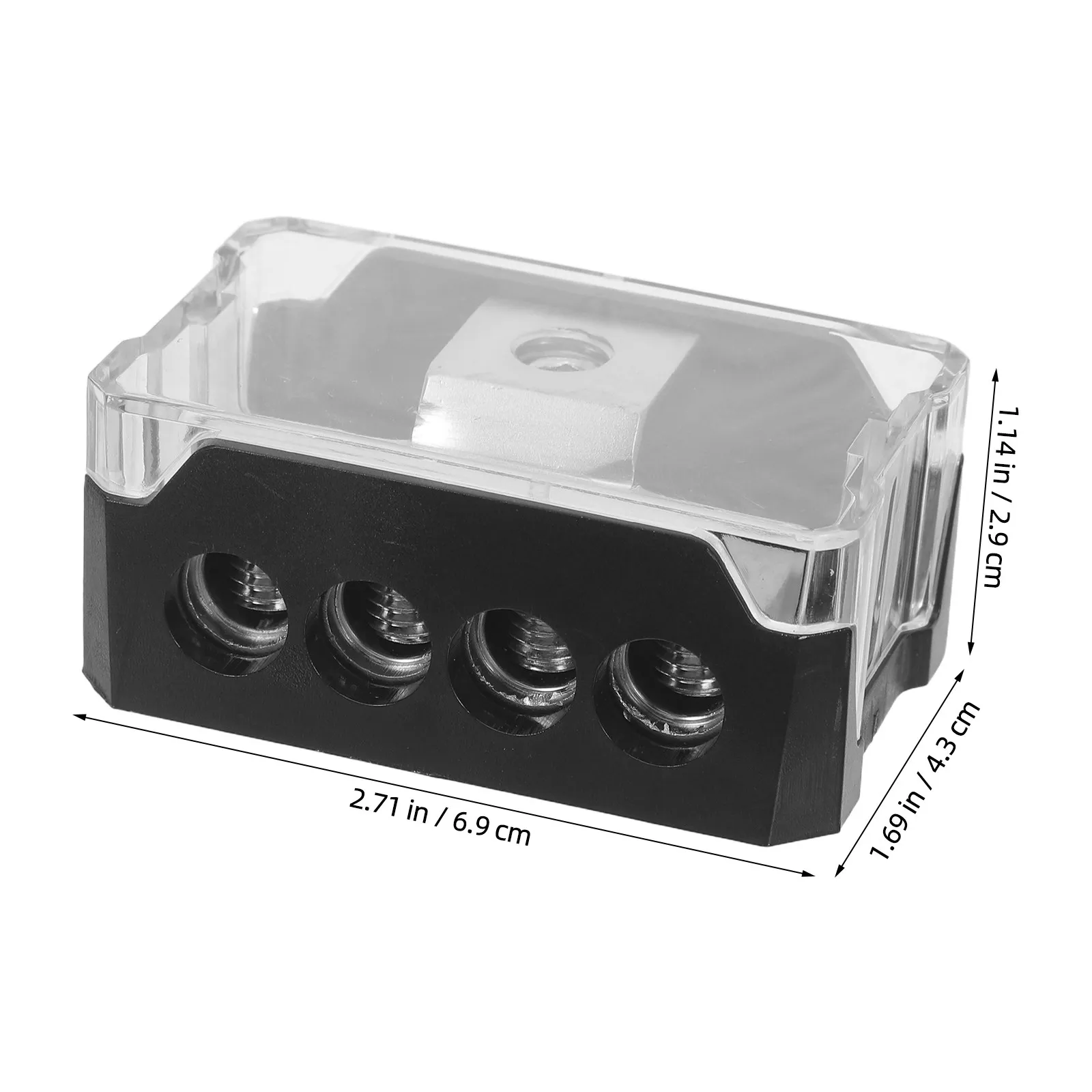4-Way Car Audio Ground Distribution Block Splitter Insulated Zinc Alloy Amp Power Terminal Block for Stable Noise-Free Car Sound