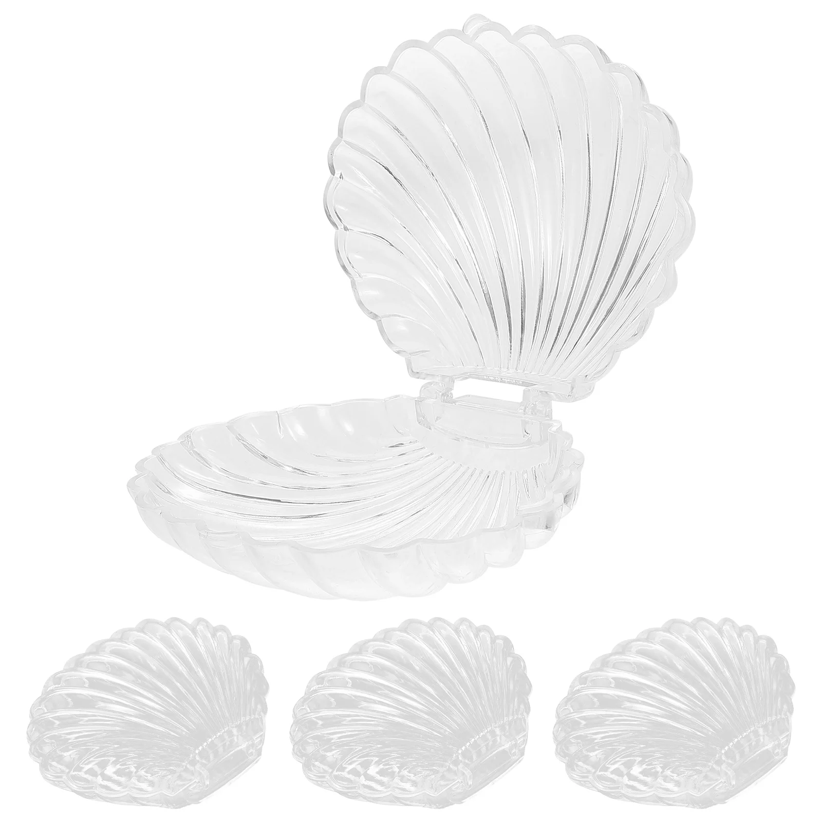 

4pcs Candy Gift Box Transparent Pink Shell Decorative Boxes for Jewelry Storage Baby Shower Christmas Party Favor