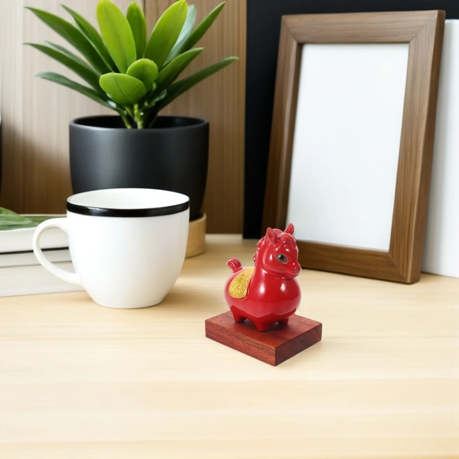 

Small Porcelain Horse Ceramic Statue Handcrafted Chinese New Year Decor for Home Office Horse Artware Success