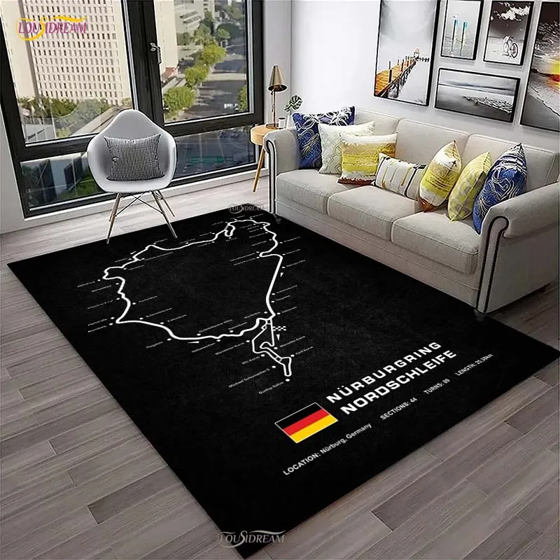 Germany N-Nurburgring Race Track UnSlip Rug for Living Room,Bedroom,Playroom,Kitchen,Door Floor Mat Decor Carpet Gift Alfombra