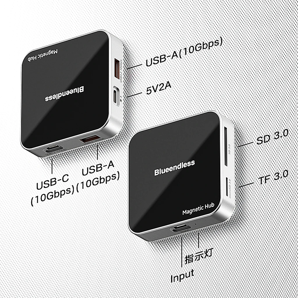 

Blueendless Magnetic USB C Hub Type-C Multiport Adapter Docking Satation for Laptop Smartphone