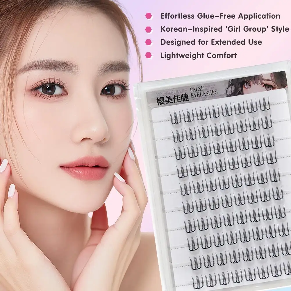 Cílios Postiços em Forma de U com 10 Fileiras, Extensão de Cílios Fashion, Cílios Naturais Segmentados DIY, Cílios Adesivos para Maquiagem