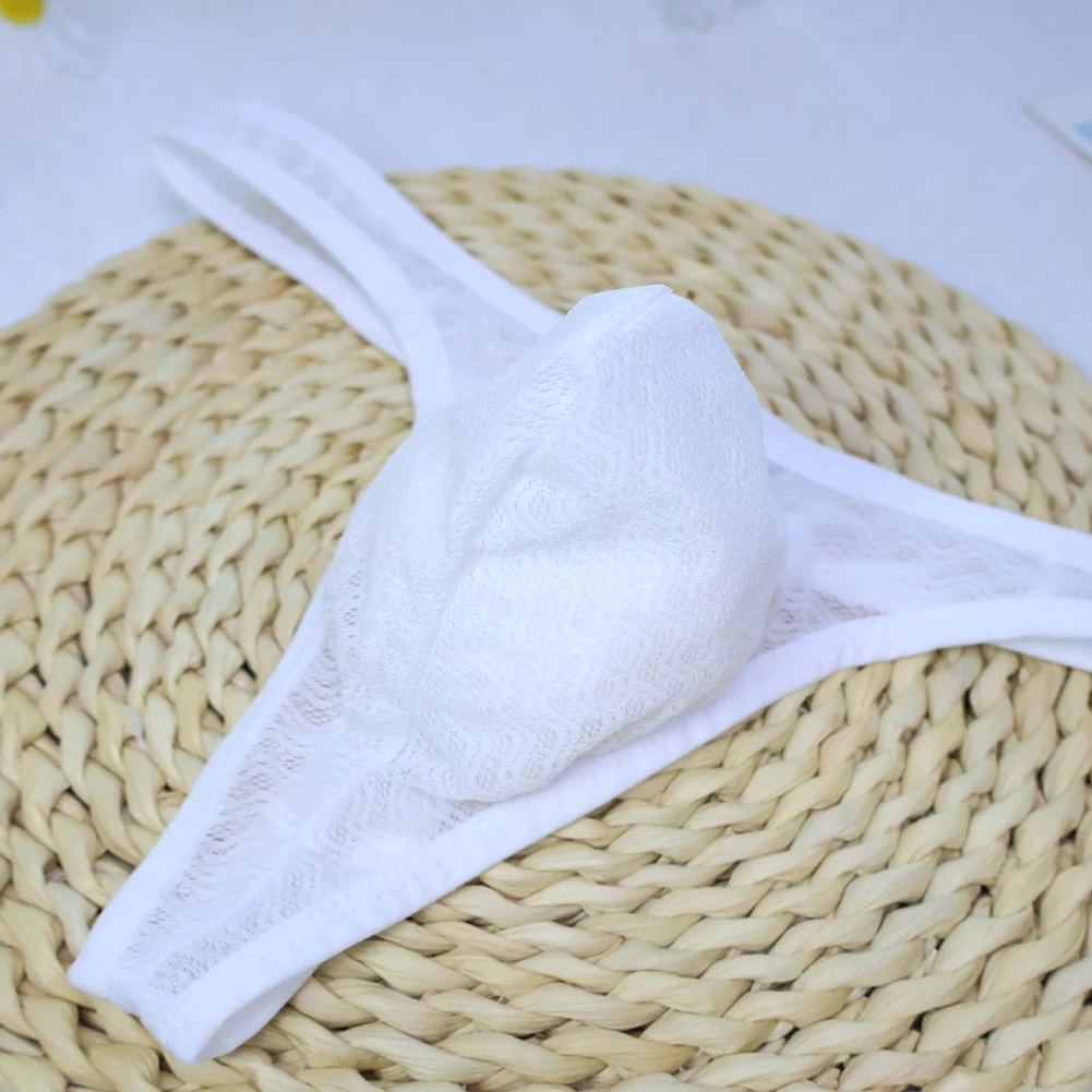 

Sexy Bikini Men Perspective Lace Jacquard Thong G-string Lingerie Underwear Thin U Pouch Low Waist Panties