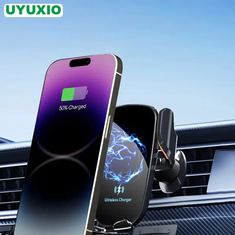 UYUXIO  Wireless Car Charger Air Vent Fast Charging Phone Holder in Car for iPhone 16 Pro Max 15 14 12 13 Samsung Android Phones