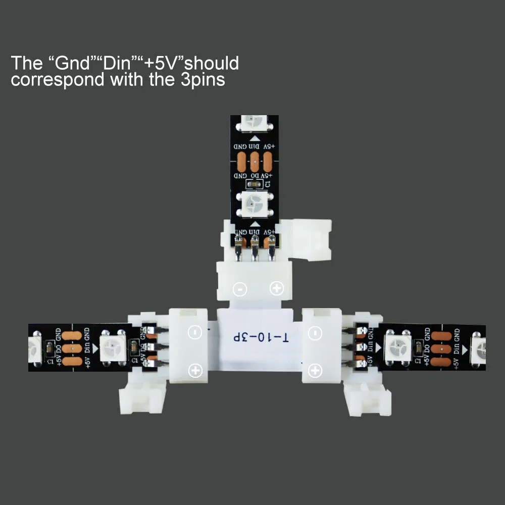 LED Strip Solderless Led Connector 2/3/4/5PIN  L/T/X Shape Corner Connector For 10mm WS2811 WS2812 3528 5050 RGB Led Strip Light