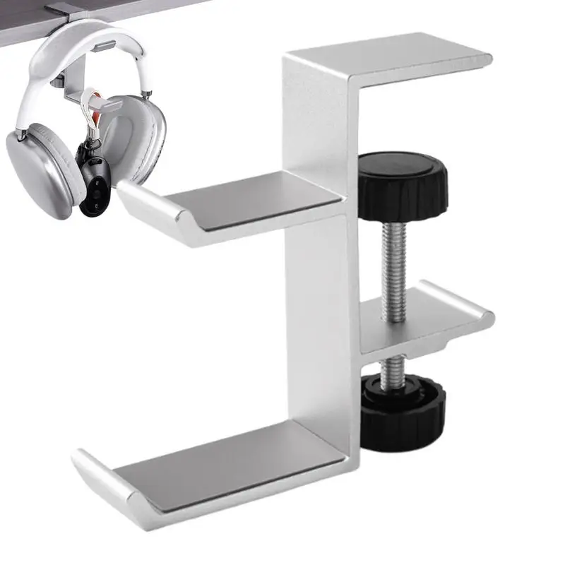 Desk Headphone Hanger Space-saving Headset Hook Holder Multifunctional Headphone Stand Hanger Holder Under Desk Clamp Hook Mount