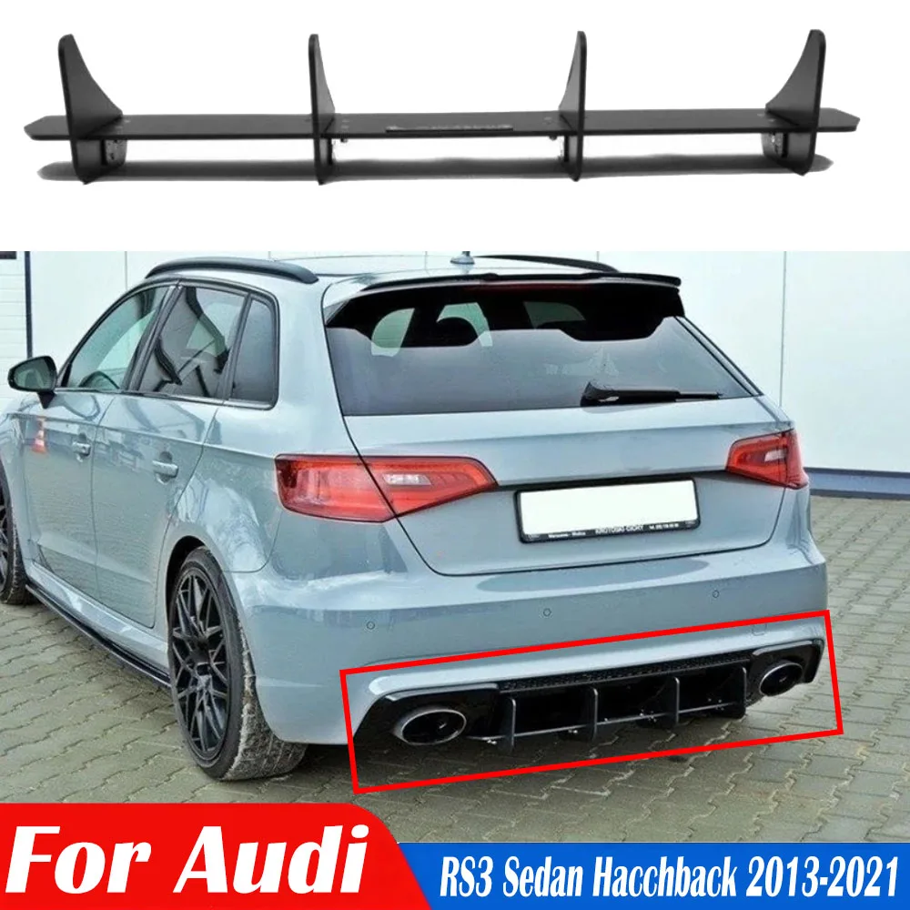 Car Rear Bumper Diffuser Lips for Audi RS3 2013-2021 Lower Shovel Skirt Spoiler Splitter Board External Decoration Accessories