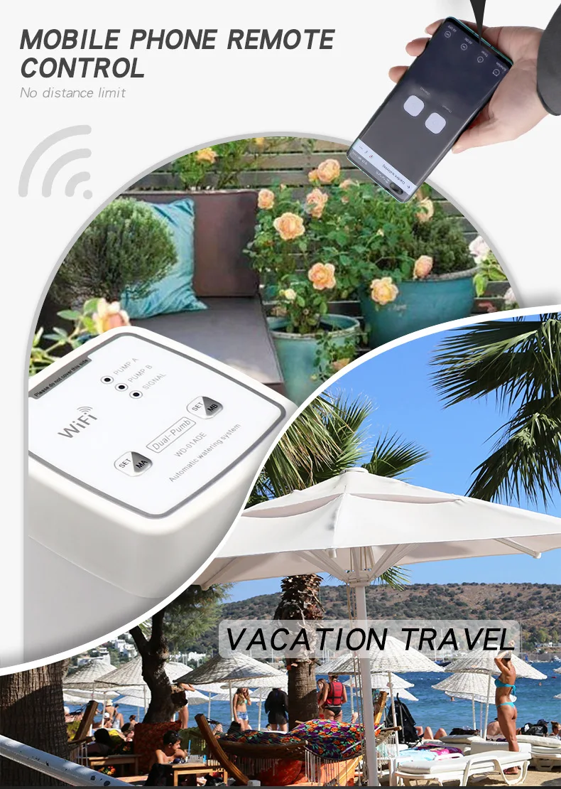 Dispositivo di irrigazione automatico con doppia pompa intelligente WIFI Dispositivo di irrigazione con telecomando per telefono Dispositivo di irrigazione per piante in vaso da giardino per balcone