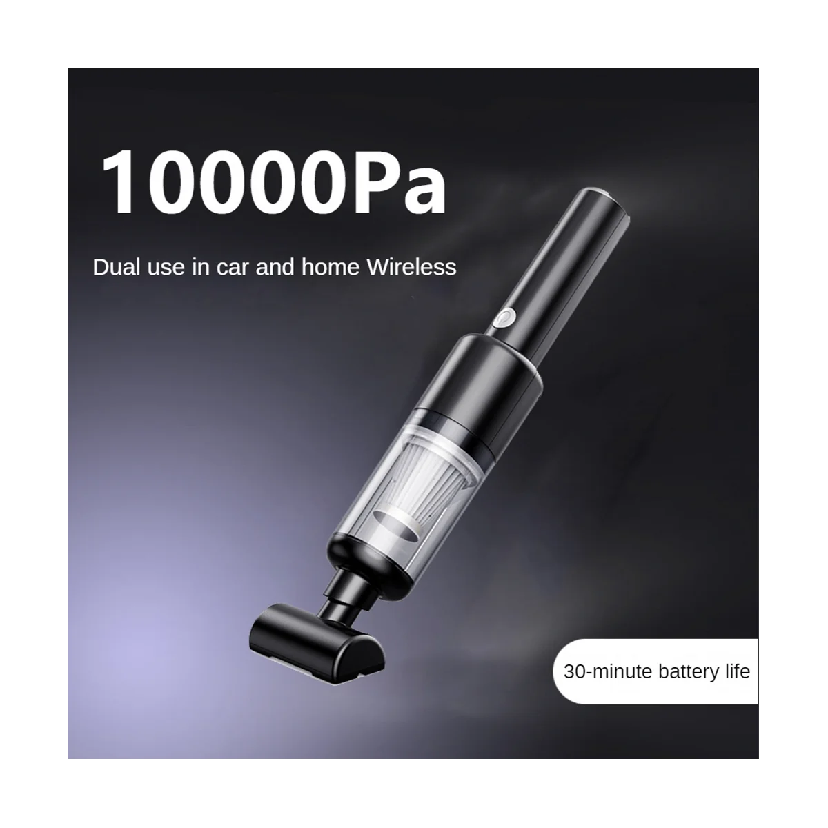 เครื่องดูดฝุ่นในรถยนต์10000PA 2 in 1ที่ดูดฝุ่นชาร์จไร้สายแบบมือถือพลังสูงสำนักงาน-สีดำ