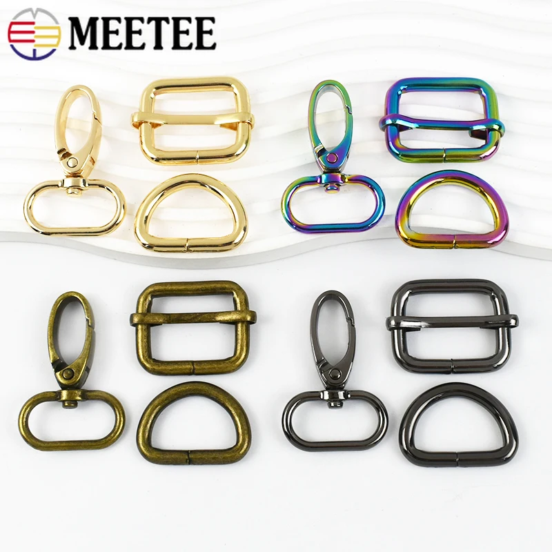 1/2/3Sets 20-38mm Metal Swivel Lobster Clasp D Ring Tri-Glider Slider Adjust Clasps Webbing Connect Hook Bag Strap Accessories