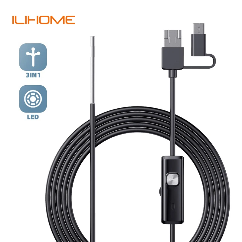 كاميرا المنظار أندرويد 3in1 مايكرو USB نوع-c الأنابيب سيارة التفتيش Borescope مقاوم للماء المصابيح كابل جامدة للكمبيوتر Sumang HUIWEI #1
