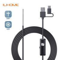 Android Endoscope Camera 3in1 Micro USB Type-c Pipe Car Inspection Borescope Waterproof LEDs Rigid Cable for Sumang HUIWEI PC