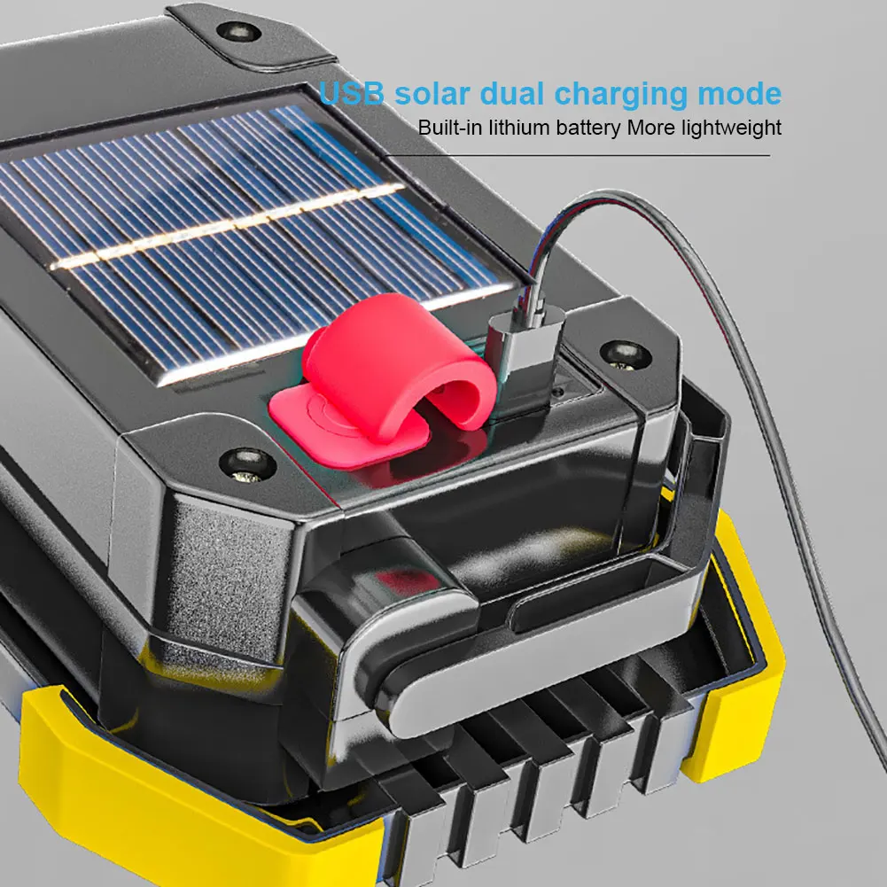 800W LED Work Light Solar Charging Searchlight USB Rechargeable Work Lamp Camping Light Spotlight Waterproof Lantern