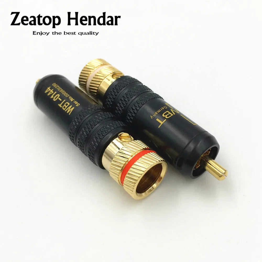 2Pcs WBT RCA Male Connector WBT-0144 Signal Line RCA Screws Soldering Locking Plug Lotus Head Copper Plug Gold Plated