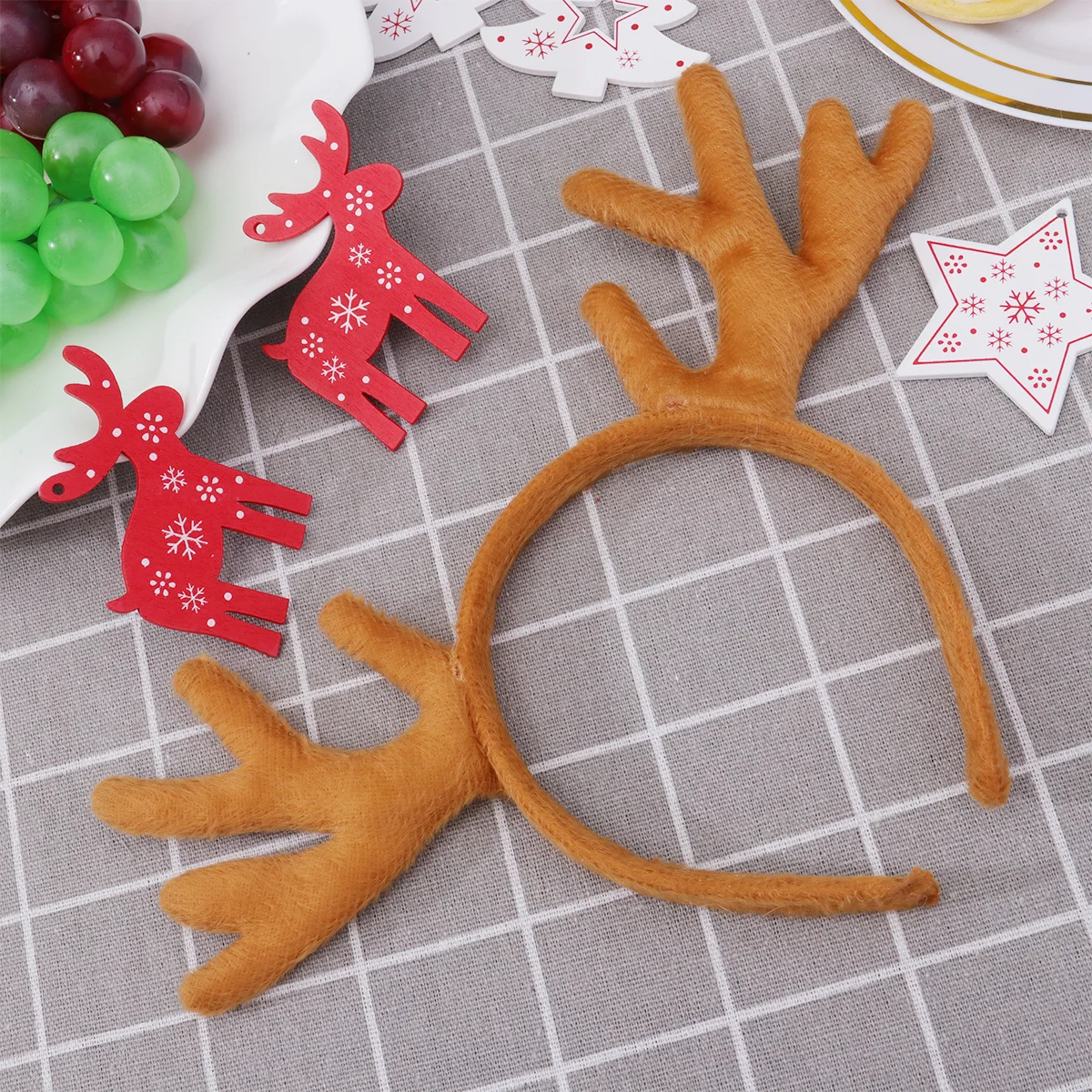 

Light Brown Resin Christmas Antler Headband Hair Hoops Cute Holiday Party Performance Accessories Christmas Hair Hoops