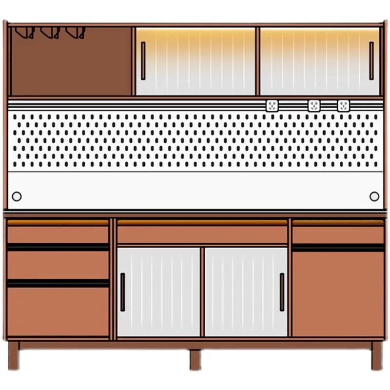 Solid wood dining side cabinet Modern simple tea cabinet Storage dining table Integrated against the wall