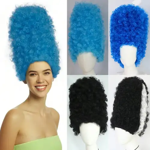 Peluca de cosplay estilo sombrero alto rizado sintético, peluca de colmena bouffant rizada de personaje unisex, peluca de reina de mujer del siglo XVIII