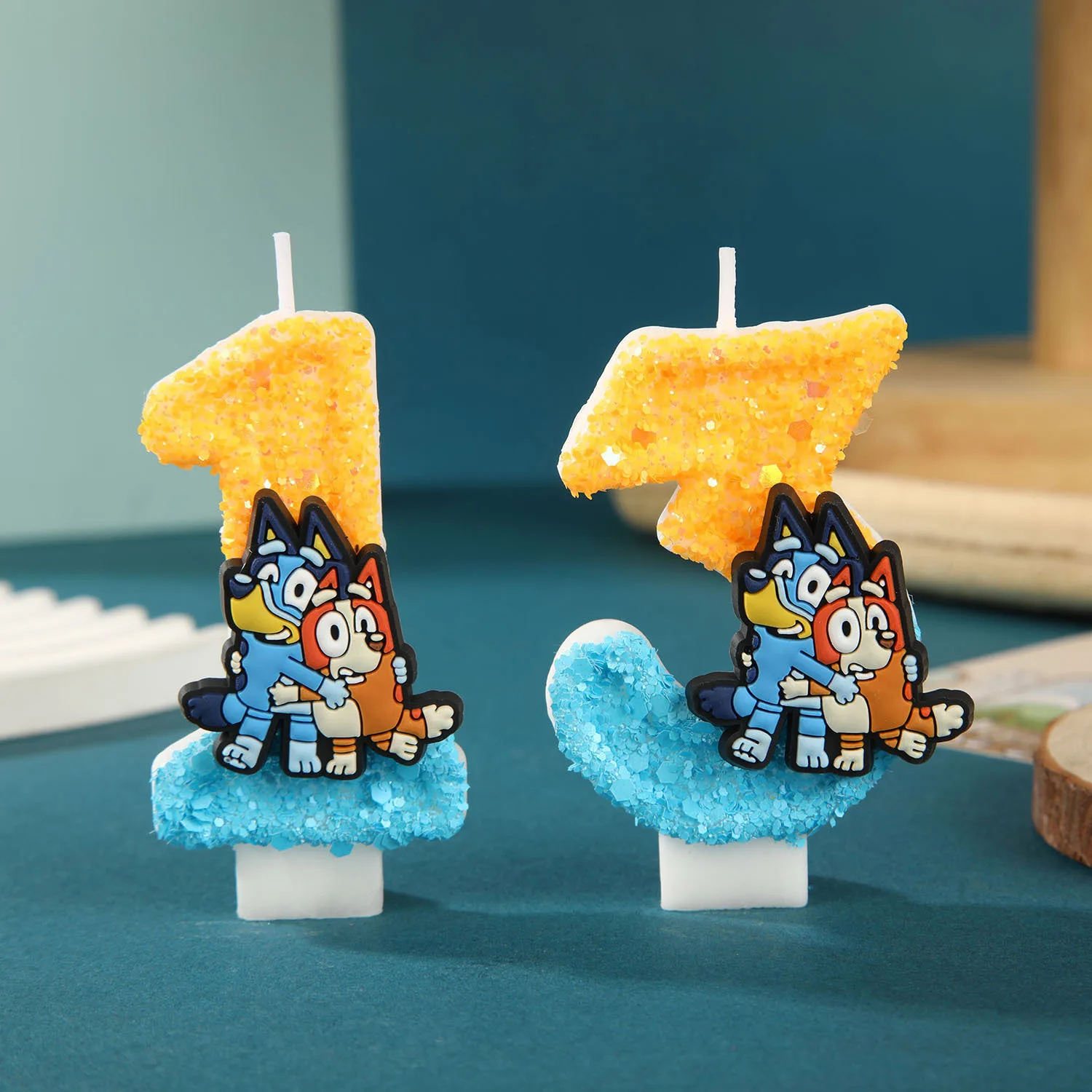 New Bluey and Bingo Cartoon Digital Candles Party Birthday Cake Topper Kids Birthday Cake Decoration Show Supplies New year Gift