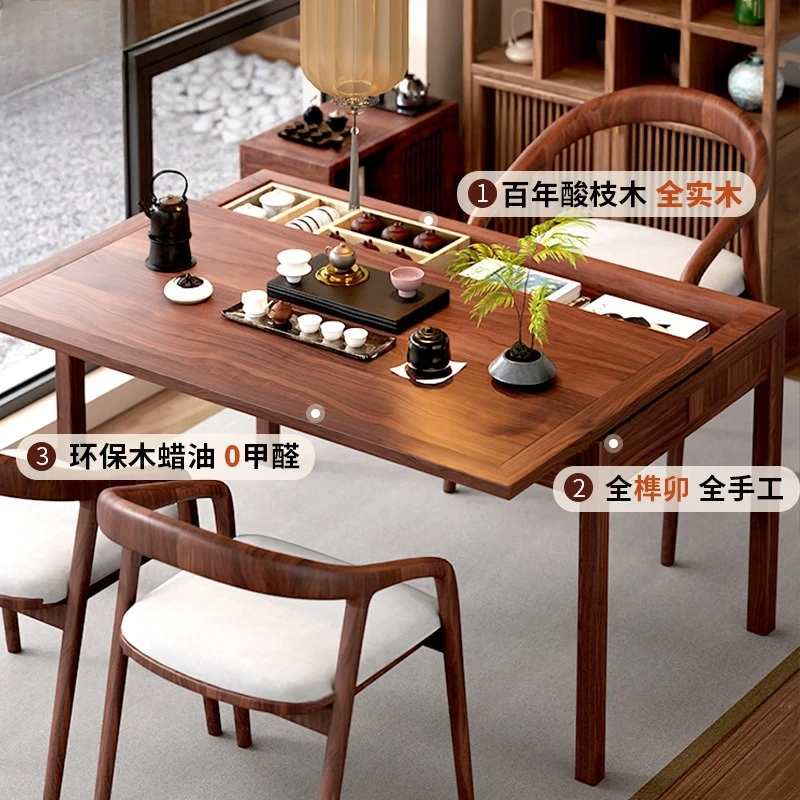 طاولة شاي من الخشب الصلب، طاولة تفاوض مكتبية صينية جديدة، طاولة طعام حديثة وبسيطة لتخزين غرفة المعيشة