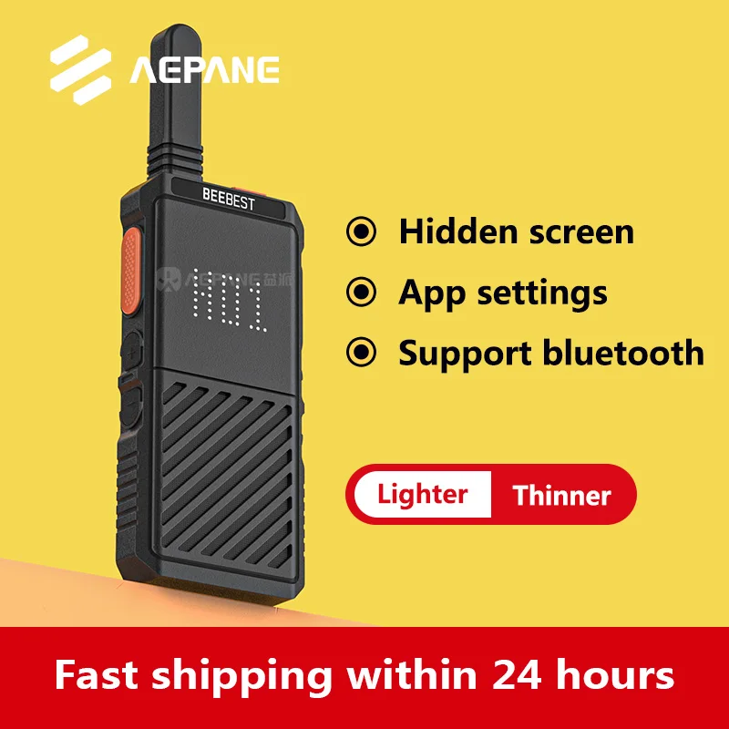 BEEBEST A308 IP54 waterproof radio 100channls 10KM Ultra-Thin walkie talkie with bluetooth headset Support APP setting FM radio