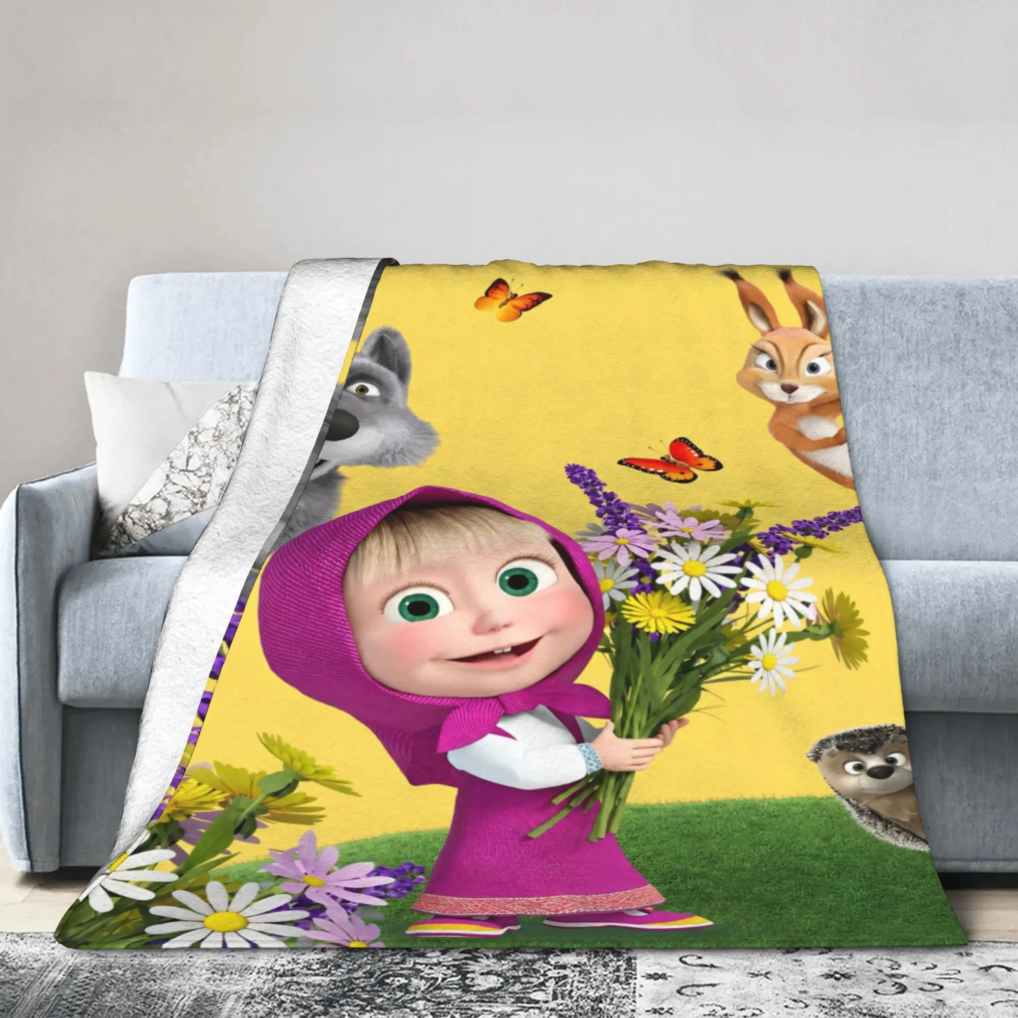 M-Mashas and B-Bears Wild Friends Blanket  Soft Warm Street Trend Plush Throw Blanket For Bedroom Flannel Bedspread Bed Cover