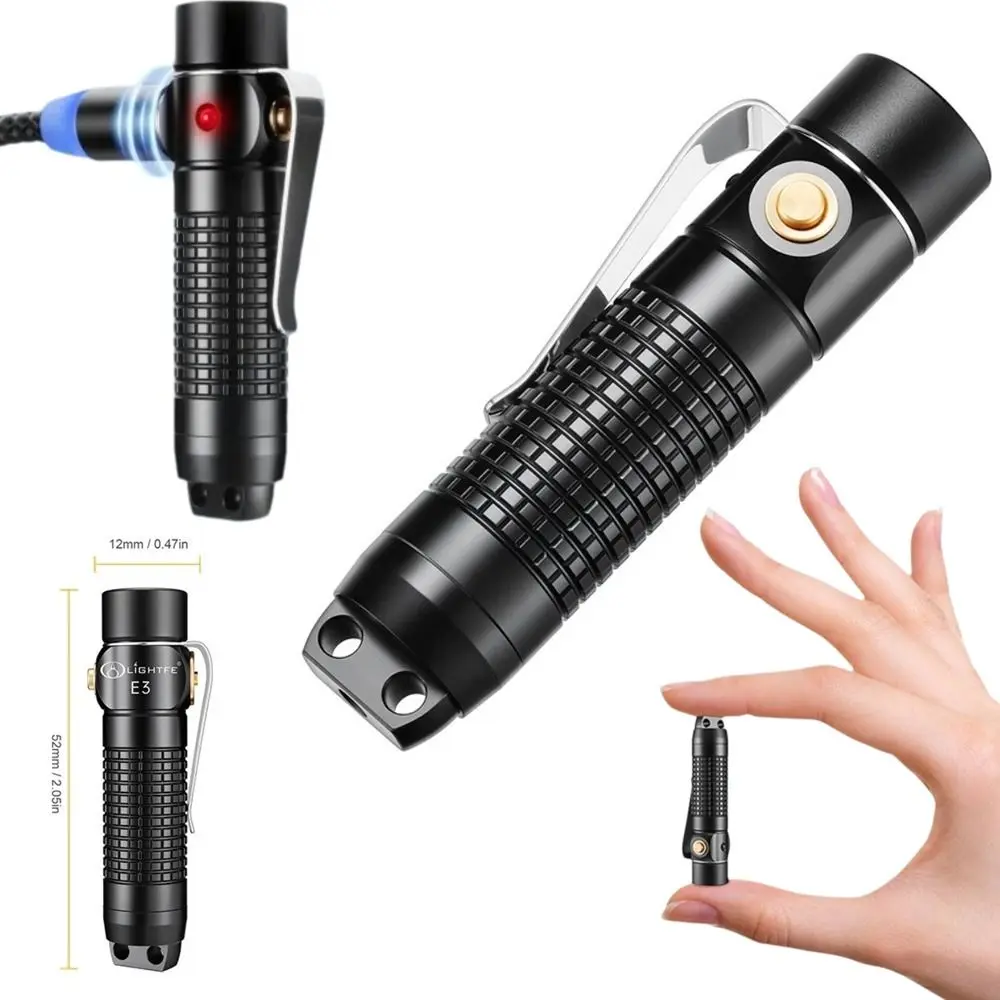 

13g Clip Mini Flashlight 6-Mode Strobe Sos USB Magnetic Charging Ultra-Thin Flashlight Aluminum Alloy Mini Flashlight Keychain
